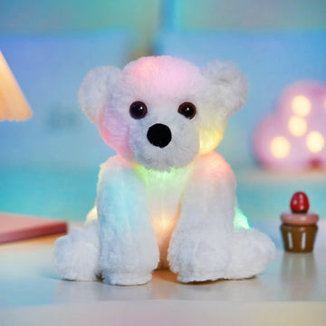 Bstaofy Glow Polar Bear Light Up Valentines Stuffed Animal Led Night Light Bear Soft Plush Toy Adorable Birthday Mother'S Children'S Day For Toddler Kids, White, 9.5''