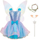 JoyRapt Fairy Costume Dress for Girls 3-10, Fairy Princess Pink Tutu Outfits Butterfly Wings Wand Headband Halloween Gifts(Small