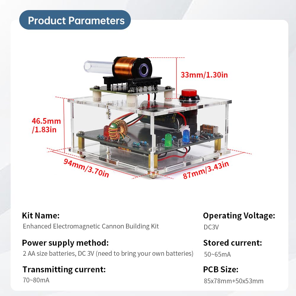 TKXEC STEM Projects DIY Soldering Practice Kit, Electric Magnetic Transmitter, 3.7" Plastic Educational Toy for Teens