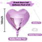 TAOYE Purple Heart Mylar Balloons - 12 Pcs, 18 Inch Light Purple Helium Balloons for Birthday, Wedding, Baby Shower, Valentine's Day