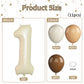 40 Inch Cream White Number 1 Balloon, 1St Birthday Balloons, 11Pcs Retro Apricot Brown Sand White Latex Balloons 1 Foil Balloon