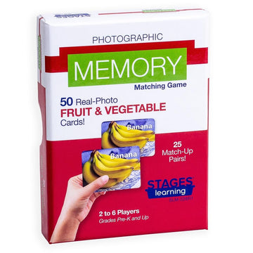 Stages Learning Materials Picture Memory Fruits & Vegetables Card Game Memory Game, Purple, Size 5 x 3