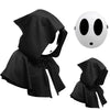 Varuotu Shy Guy Mask White Anime Mask Halloween Mask Funny Face Mask Halloween Costume Cosplay Props Accessories (Boy+Black Cloa