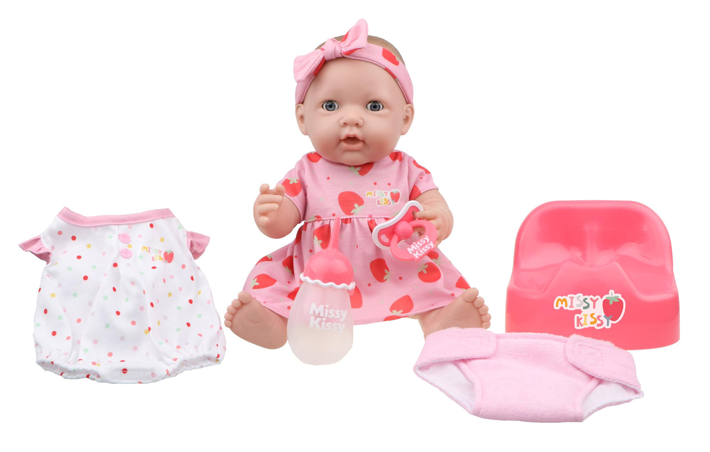 JC Toys Missy Kissy Kiss & Care Nursery | Drink & Wet Interactive Doll Gift Set