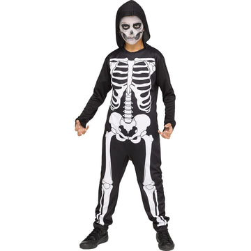 Boys Skele Jumpsuit Child Halloween Costume Size Medium 8-10