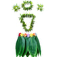Hawaiian Hula Leaf Grass Skirt Necklaces Bracelets Headband Luau Party Supplies (5Pcs) Green