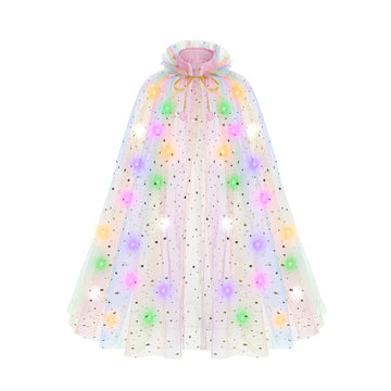 Hsctek Light Up Princess Cape, Rainbow Princess Dress Up Tulle Cape, Coloful Princess Outfit Costume Accessories Kids Toddlers Girls