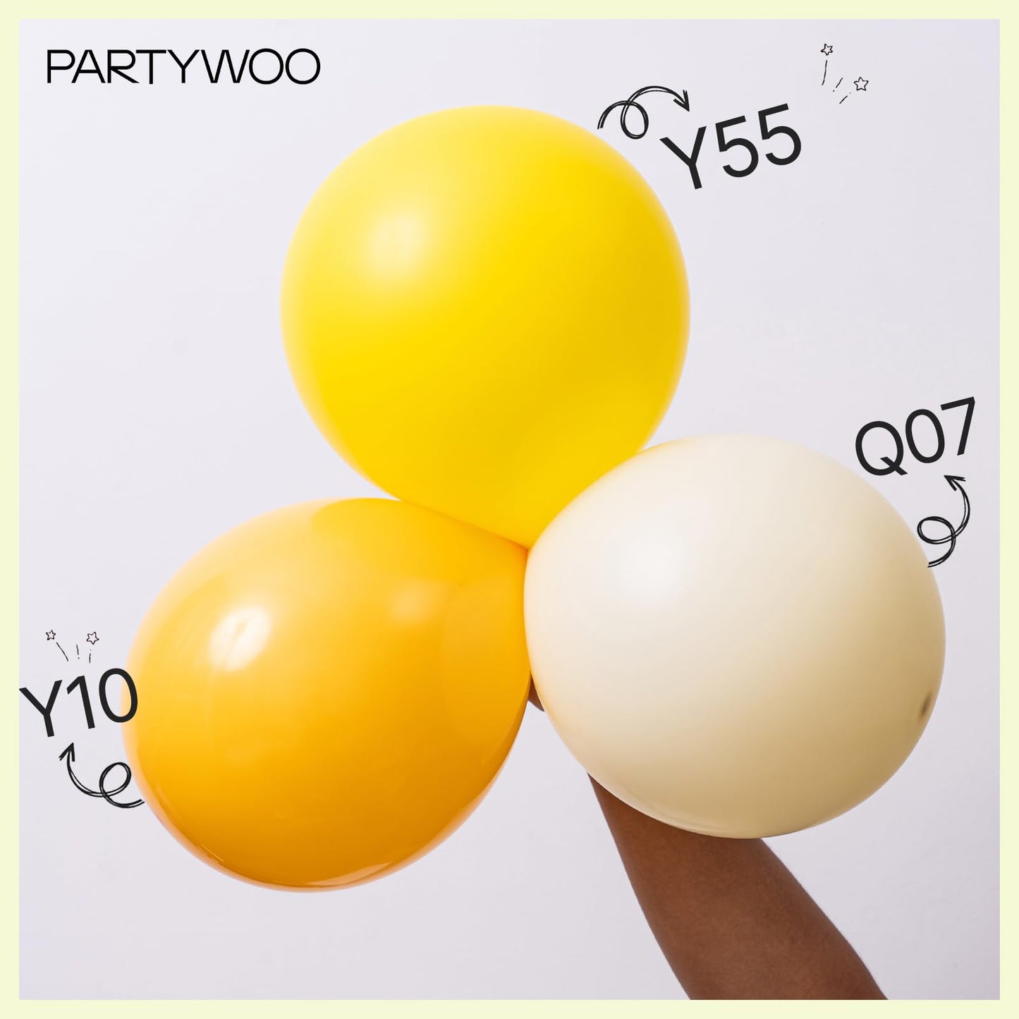 PartyWoo 12 Inch Yellow Balloons, 50 pcs Rubber Balloons for Party Decorations, Birthday & Baby Shower, Pale Yellow - Yellow-Q07
