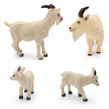 Higherbros Goat Figurines 4Pcs Goat Animal Toy Set Sheep Toys Farm Animal Figurines Goat Decor For Kids Preschool Toy Goat Gifts
