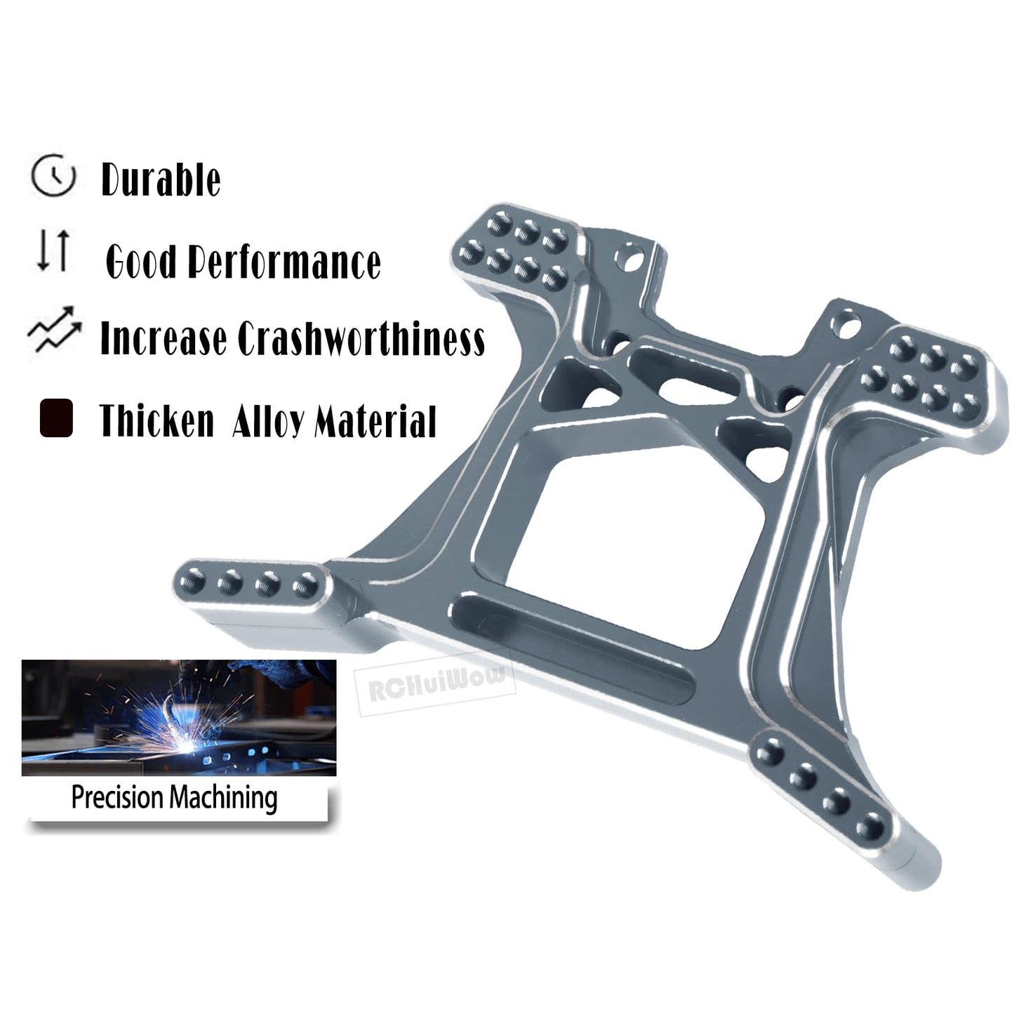 RCHuiWow Upgrades Part for 1/10 Rustler 4WD/4WD(VXL),Alloy Front and Rear RC Shock Towers Hops up,Titanium
