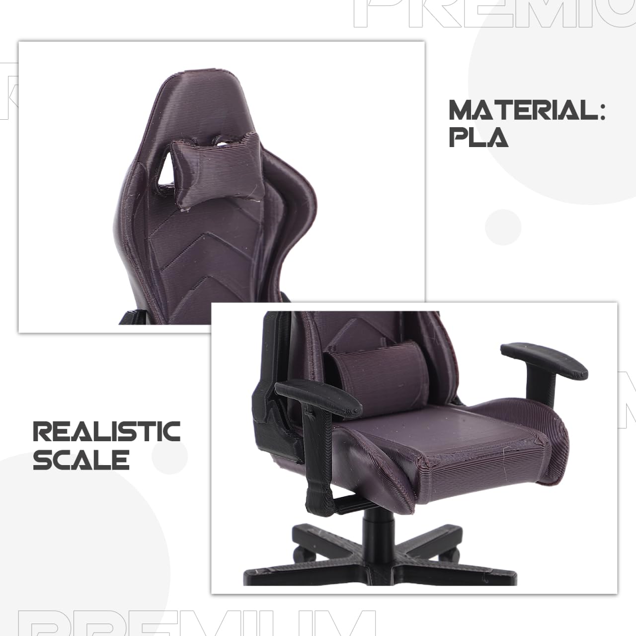 Kisangel Miniature Gaming Chair Model, Plastic Tiny Chair Dollhouse Furniture Decor For Mini House Computer Office Collector Dis