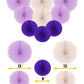First Birthday Decoration Set Gold Cake Topper ''One'', Purple Banner Fiesta Hanging Paper Fan Flower Bundle With Purple Happy B
