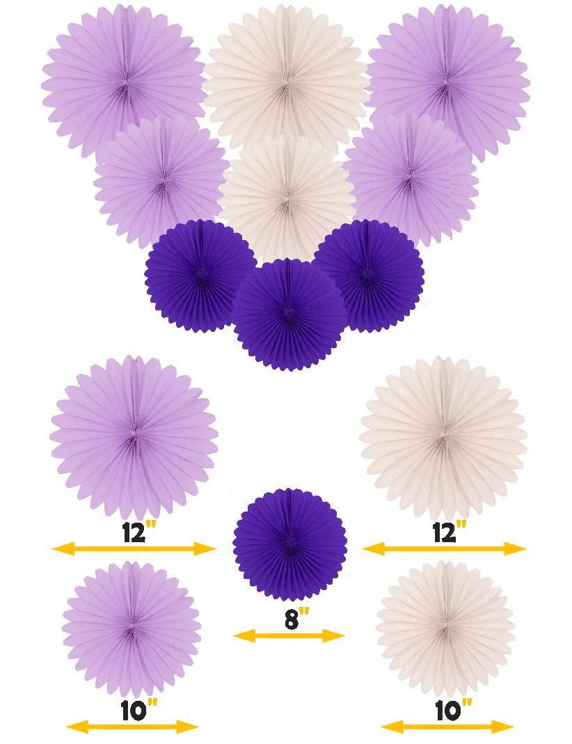 First Birthday Decoration Set Gold Cake Topper ''One'', Purple Banner Fiesta Hanging Paper Fan Flower Bundle With Purple Happy B