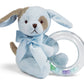 Bearington Baby Waggles Plush Stuffed Animal Blue Puppy Dog Shaker Toy Ring Rattle, 5''