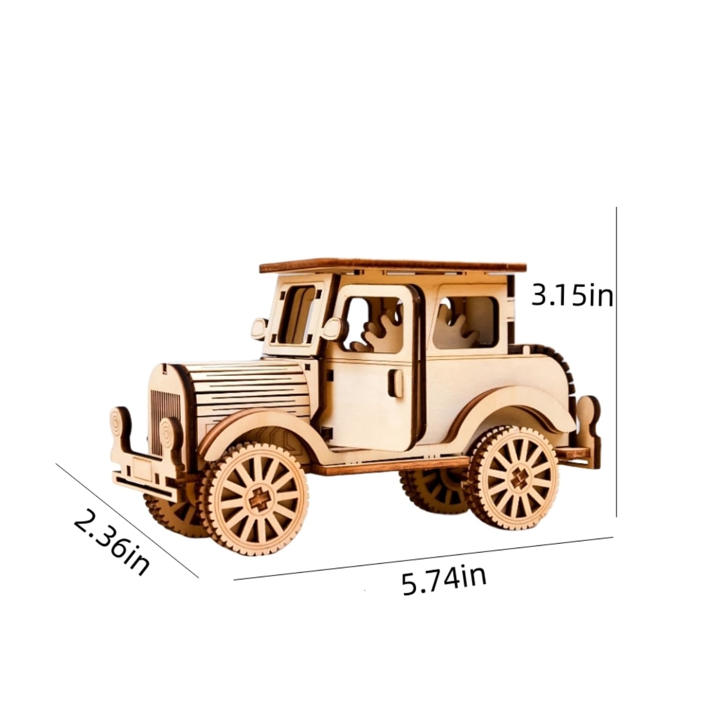YII WMOC 3D Wooden Puzzle Retro Car Model Desktop Toy DIY Handmade Wooden Model Car Kit mature-themed/Youth/Children Creative Gift