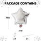Silver Star Foil Balloons, 18 Inches Star Foil Balloons For Helium, 10 Pcs Silver Star Birthday Balloons Set For Birthday Party