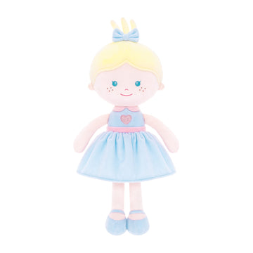 Onetoo Soft Baby Doll For Girls Plush Rag Doll Sleeping Cuddle Buddy Doll First Baby Doll Wear Blue Love Dress 14'