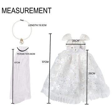 Mlcnles 18 Inch Doll Clothes Doll Wedding Dress Accessories Outfits For 18 Inch Doll Clothes - White Bride Dolls Gown Set With Long Lace Veil And Necklace For Girl Birthday Xmas Gift