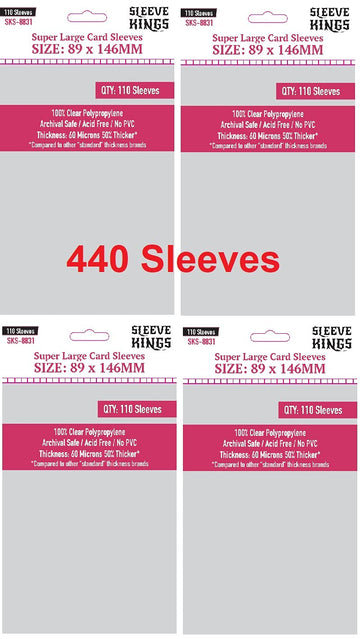 Sleeve Kings ''Super Large'' Card Sleeves 89 X 146 Mm (4X110 Pack, 440 Sleeves)