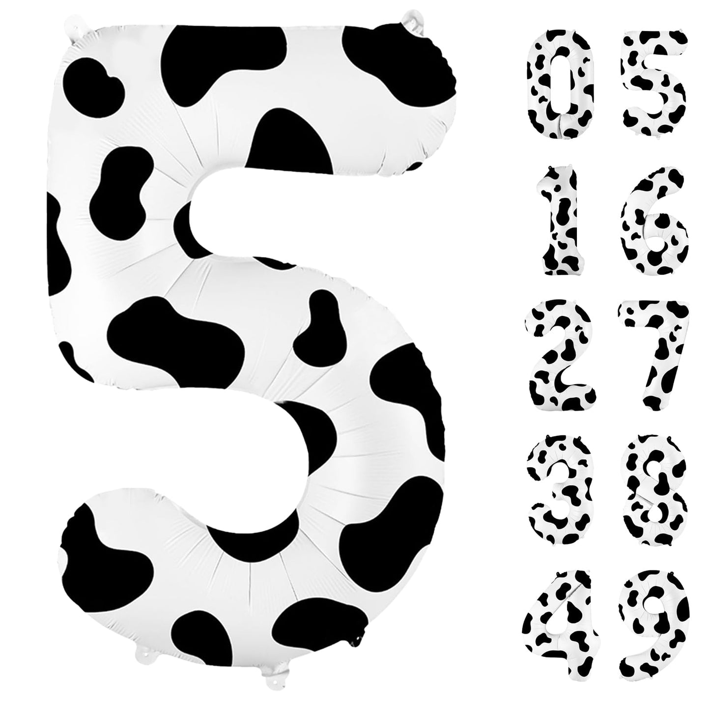 40 Inch Cow Print Balloon, Number 5 Balloons Cow Balloons For 5St Birthday Decoration, Large Cow Number Balloons For Western Par