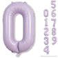 Pastel Purple Number 0 Balloons 40 Inch, Large Lilac Number Balloons 0-9 Set, Light Purple 0 Mylar Foil Balloon Numbers For Girl