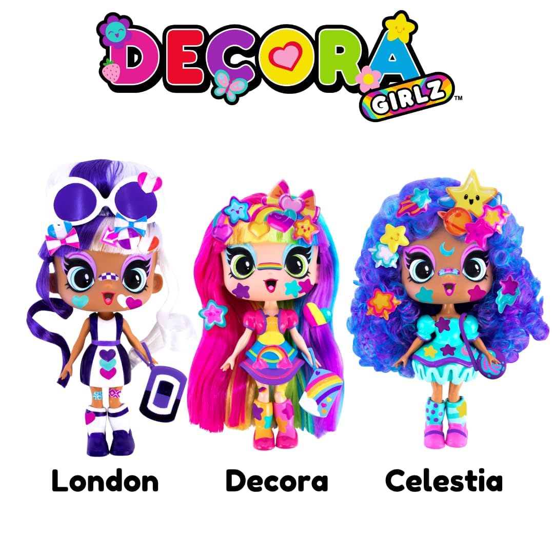 DECORA GIRLZ 5 Dolls 3-Pack - Decora, London & Celestia | Fashion Dolls for Ages 4+ | Surprise Gift with Clothes & Accessories