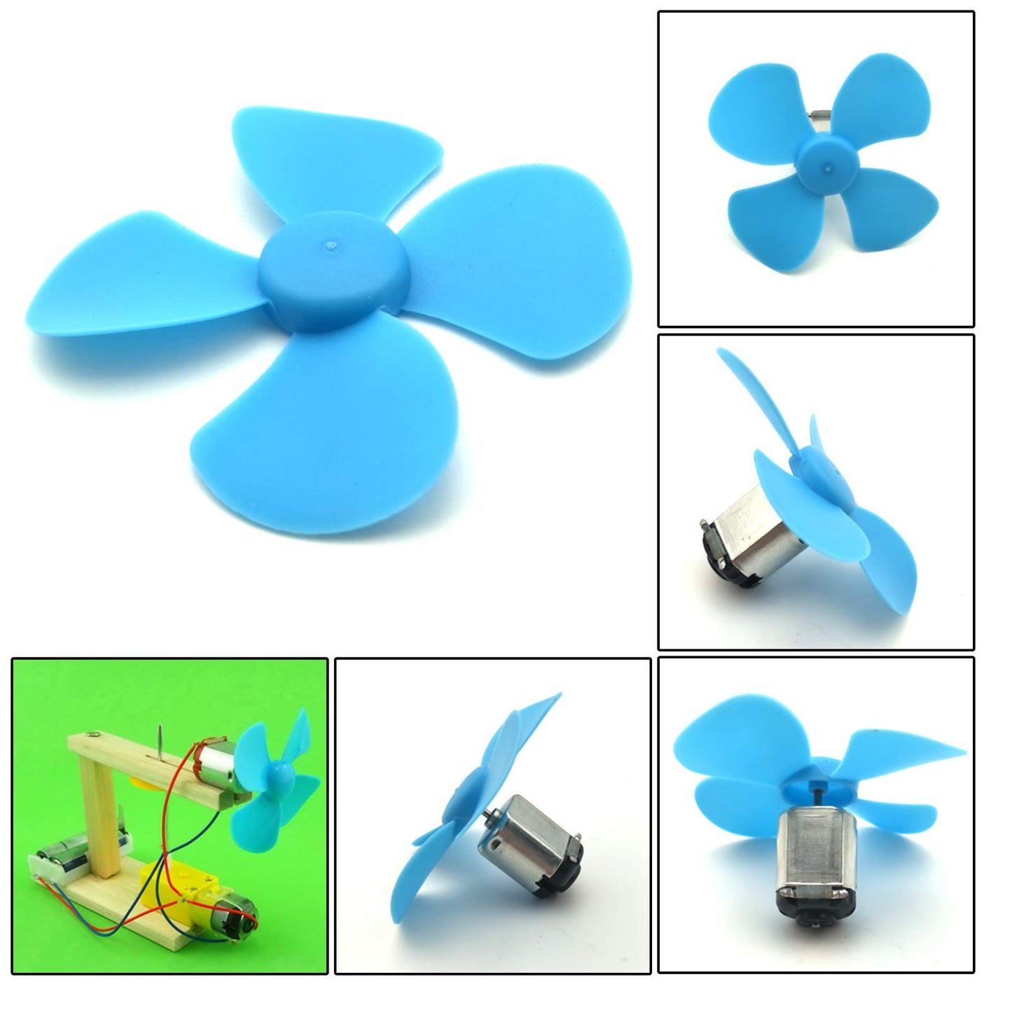 EUDAX Micro DC Motor 2mm Shaft Propeller with 4 Vanes 80mm Fan Shape for Fan Leaves Ship Model RC Boat DIY Air Science and Education Toys (32PCS)