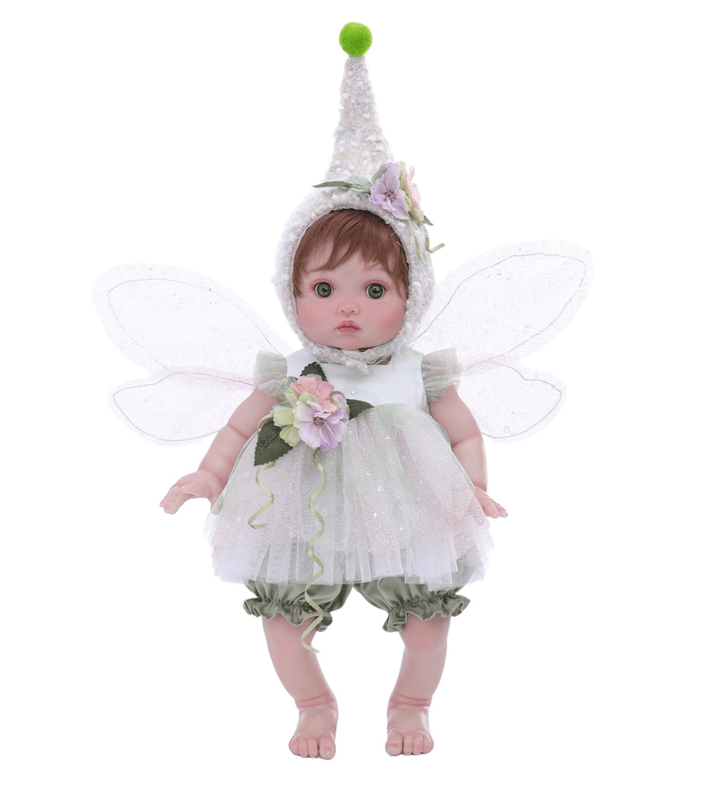 Cloveray Baby Doll, 18 Inch Reborn Baby Dolls - Realistic Lifelike Green Fairy Newborn Girl Doll, Real Life Baby Dolls with Acce