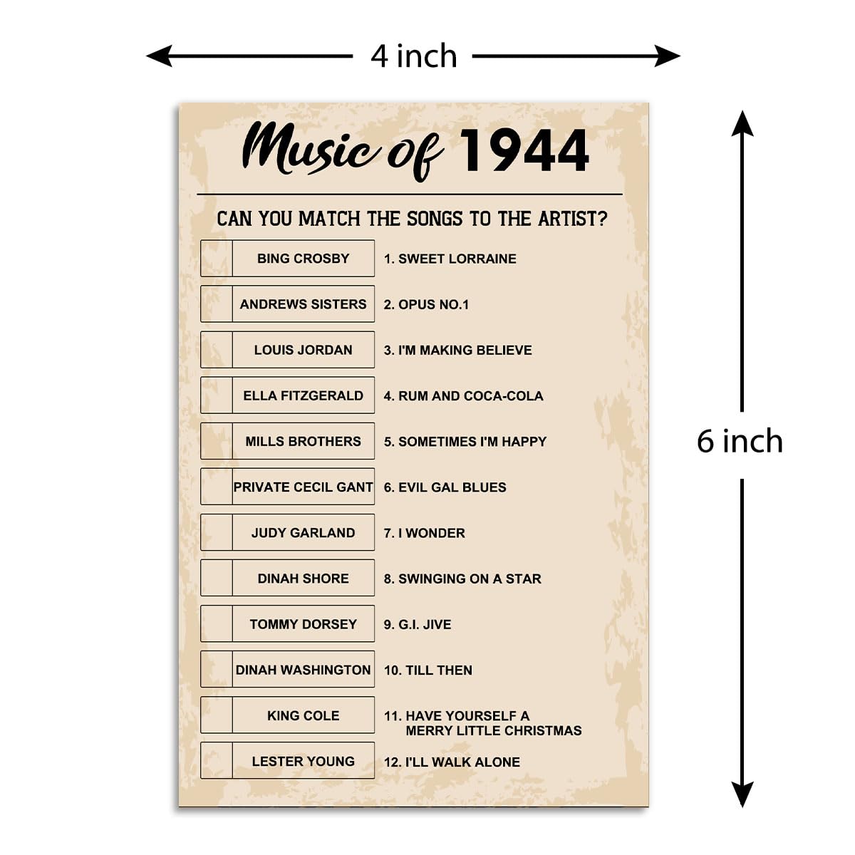 80Th Birthday Party Games, Music Of 1944 Games, Birthday Party Supplies For Adults, Fun 1944S Party Game,Pack Of 30 Cards