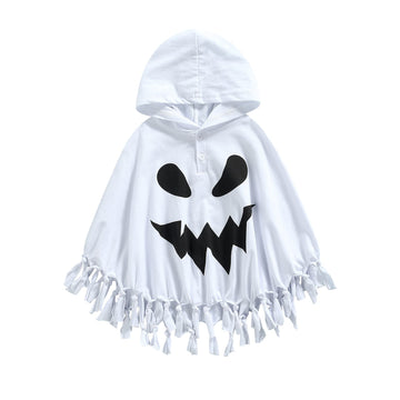 Wasaigood Infant Baby Halloween Cloak Toddler Kids Girls Boys Ghost Hooded Cosplay Clothes White Halloween Poncho Cape (White,4-
