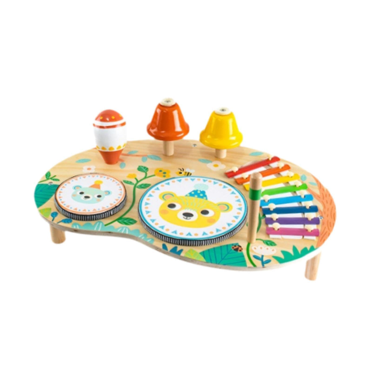 Atorse Wooden Musical Instruments Kids Drum Set For Ages 3 4 5 6 Years Old Children