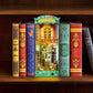 Diy Book Nook Kit, Diy Dollhouse 3D Wooden Puzzles Booknook Bookshelf,Bookends Model Build-Creativity Kit, Light Up Tiny Miniatu
