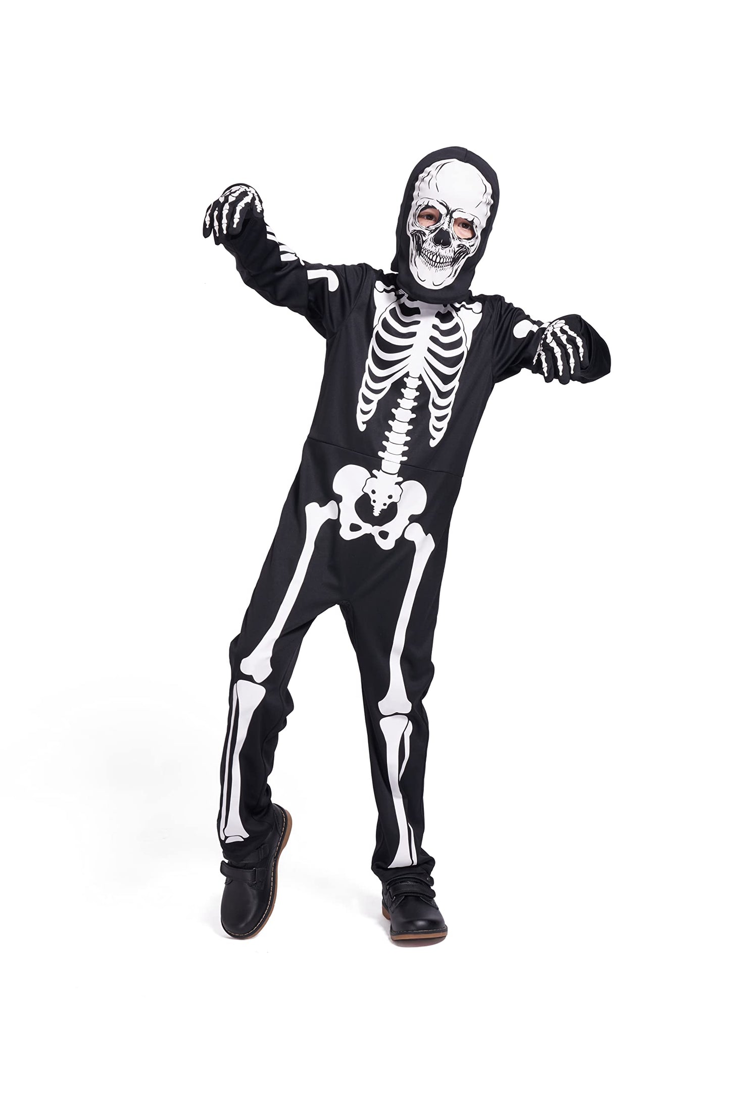 Wizland Halloween Costume Glow In The Dark Skeleton Costume Halloween Skeleton Outfit For Boys,Girls 5-7Years