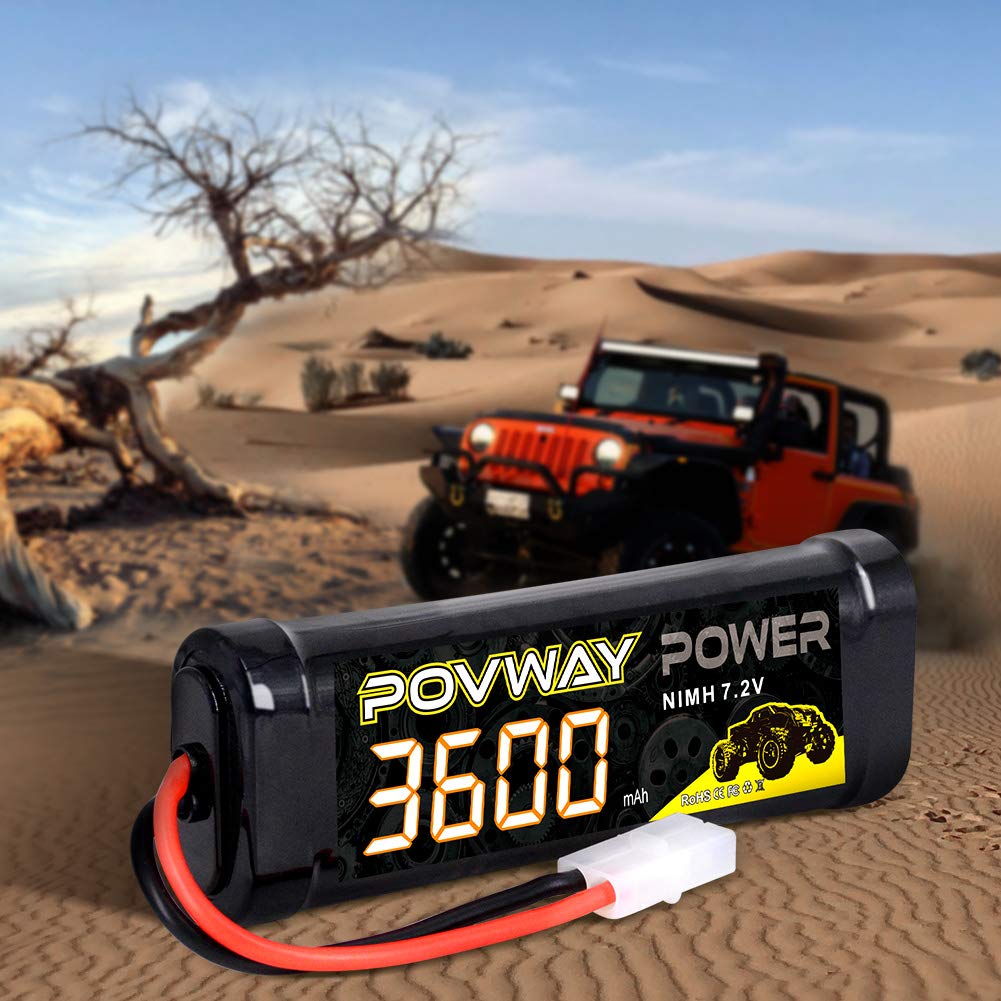 POVWAY 7.2V 3600mAh NiMH RC Battery Packs with Tmiya Connector for RC Car RC Vehicles Traxxas LOSI Associated HPI Kyosho Tamiya