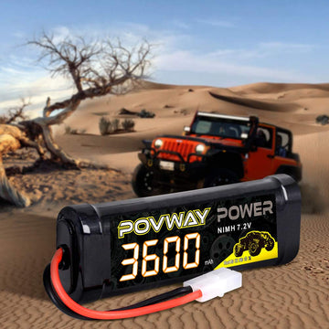 POVWAY 7.2V 3600mAh NiMH RC Battery Packs with Tmiya Connector for RC Car RC Vehicles Traxxas LOSI Associated HPI Kyosho Tamiya