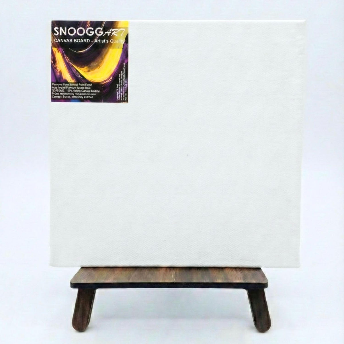 SNOOGG Pack of 6 Canvas Board and Easel Painting Set with Primed 6x6 Canvases and a PreLaminated Wood Easel, a Complete Kit for