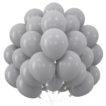 Gray Balloons 50Pcs, 10Inch Double Stuffed Pastel Gray Latex Helium Balloons, Matte Dark Grey Party Balloons Sand Grey Balloon S