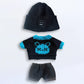 Niannyyhouse 20Cm Plush Doll Clothes Hat Kitten Sweater Flanging Jeans Kpop Doll Clothing (Black+Blue)
