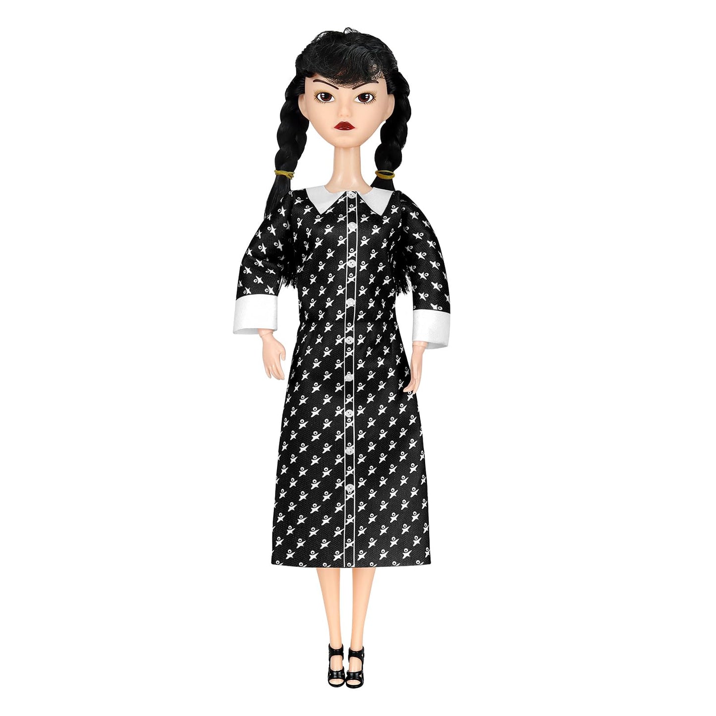 Dbywiub 11.5'' Girls Black Dolls, Toys Long Sleeve Dots Black Hair & Black Shoe, Birthday For Girls Fans Kids