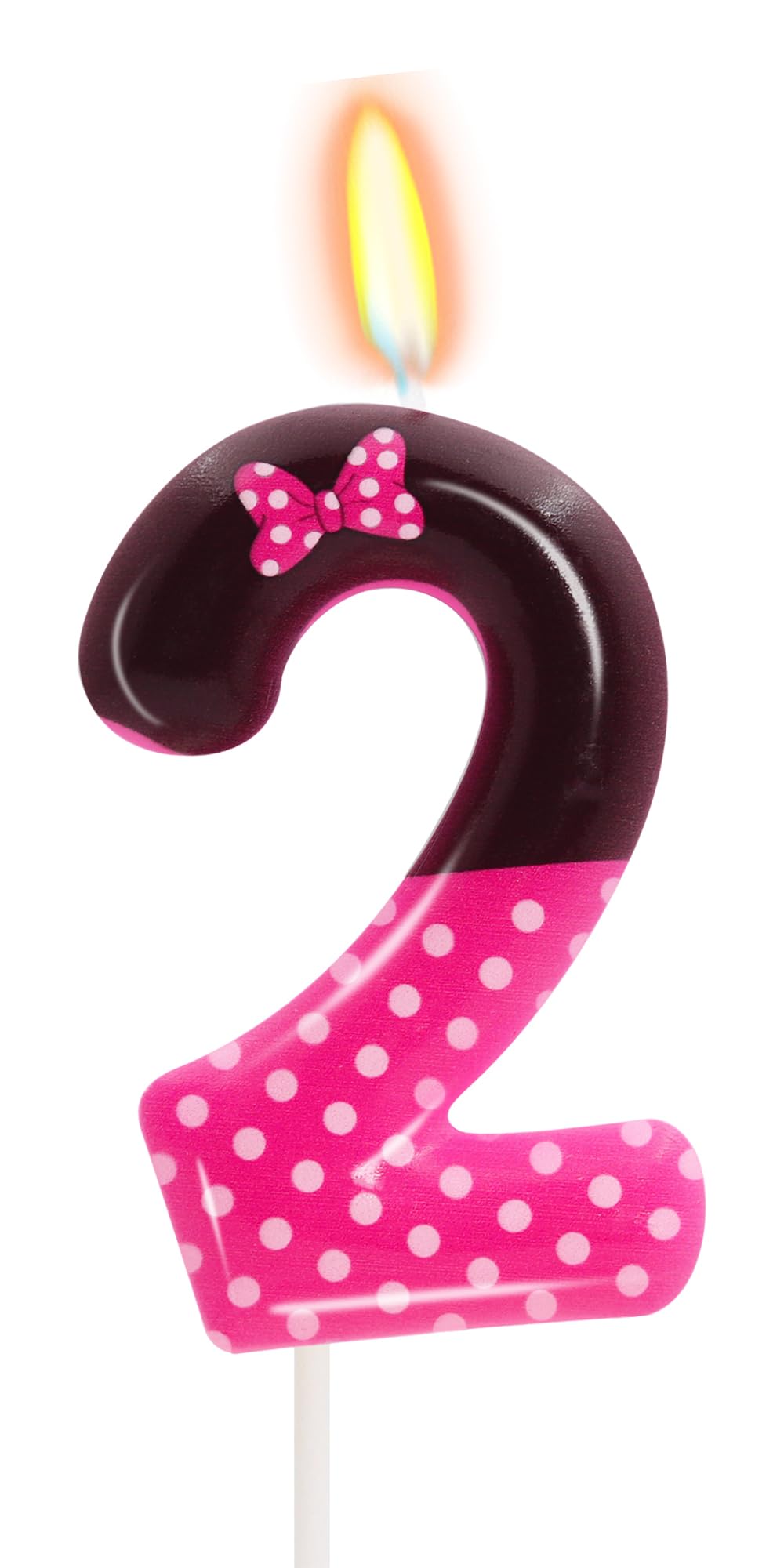 2nd Pink Black Birthday Candles for Girls, Pink Mouse Cake Topper Cupcake Decor, Cartoon Themed Birthday Party Decorations Suppl