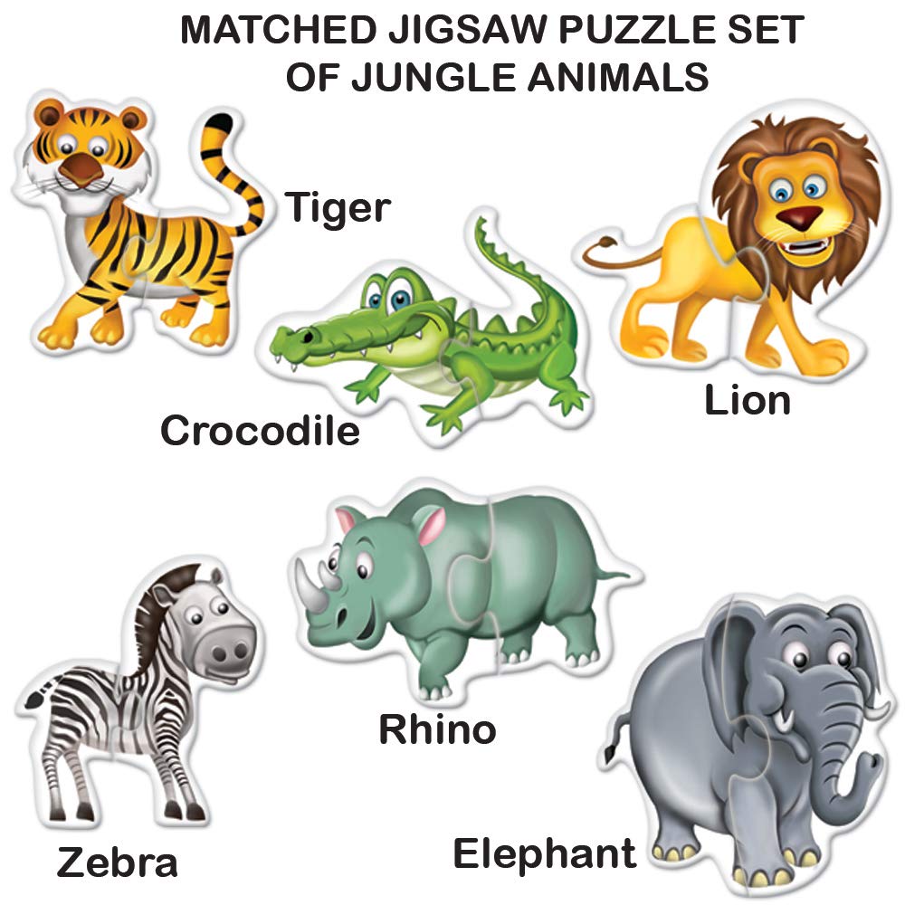 TOYKRAFTT Chunky Infant Floor Puzzle Toy, 2 Piece Puzzles for Kids Age of 2-3 Years, Educational Toys My First Jungle Animal Puz