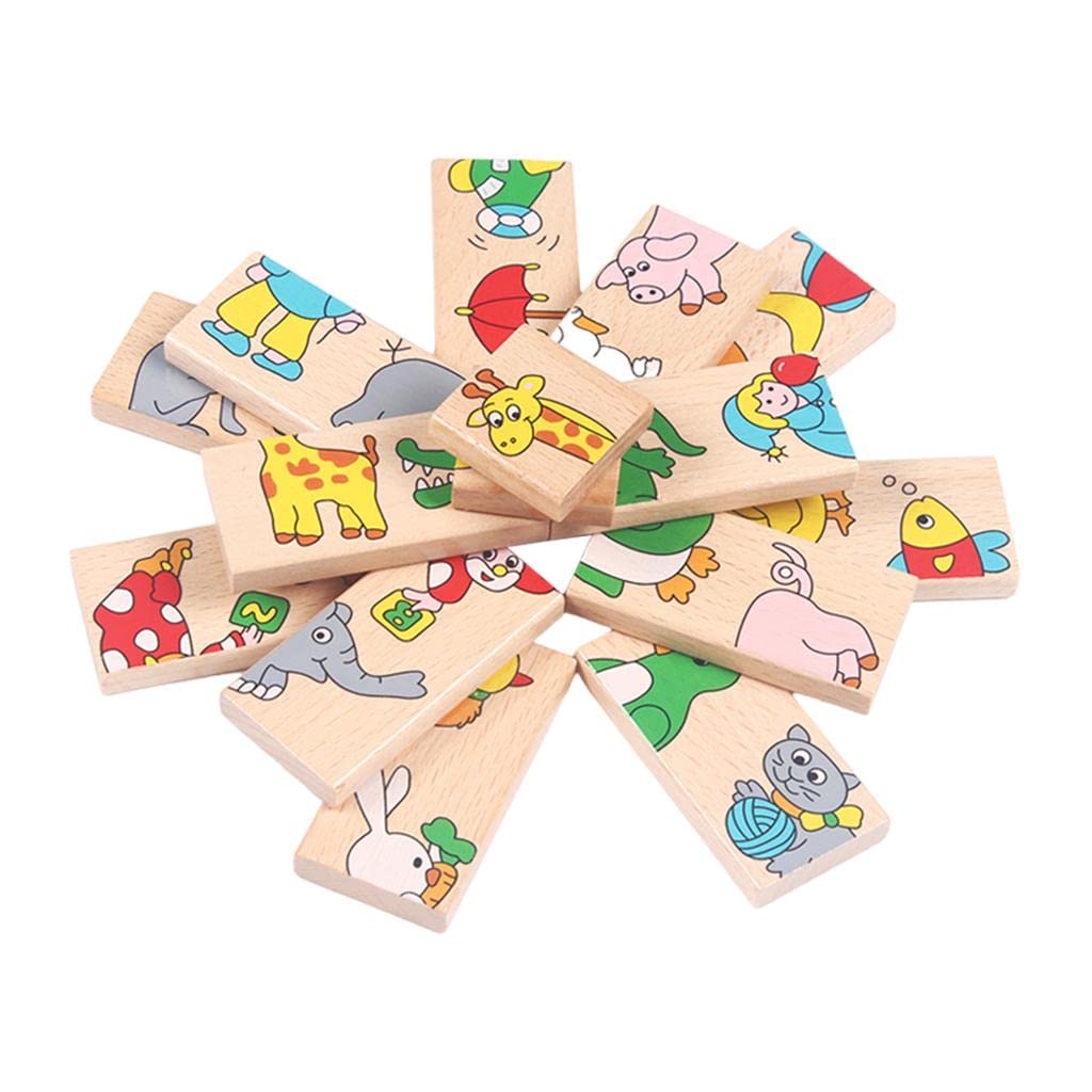 ILSMYSUTRA Domino Animal Puzzles 15 Pieces Set for Children 1 2 3 4 6 Years Old Child