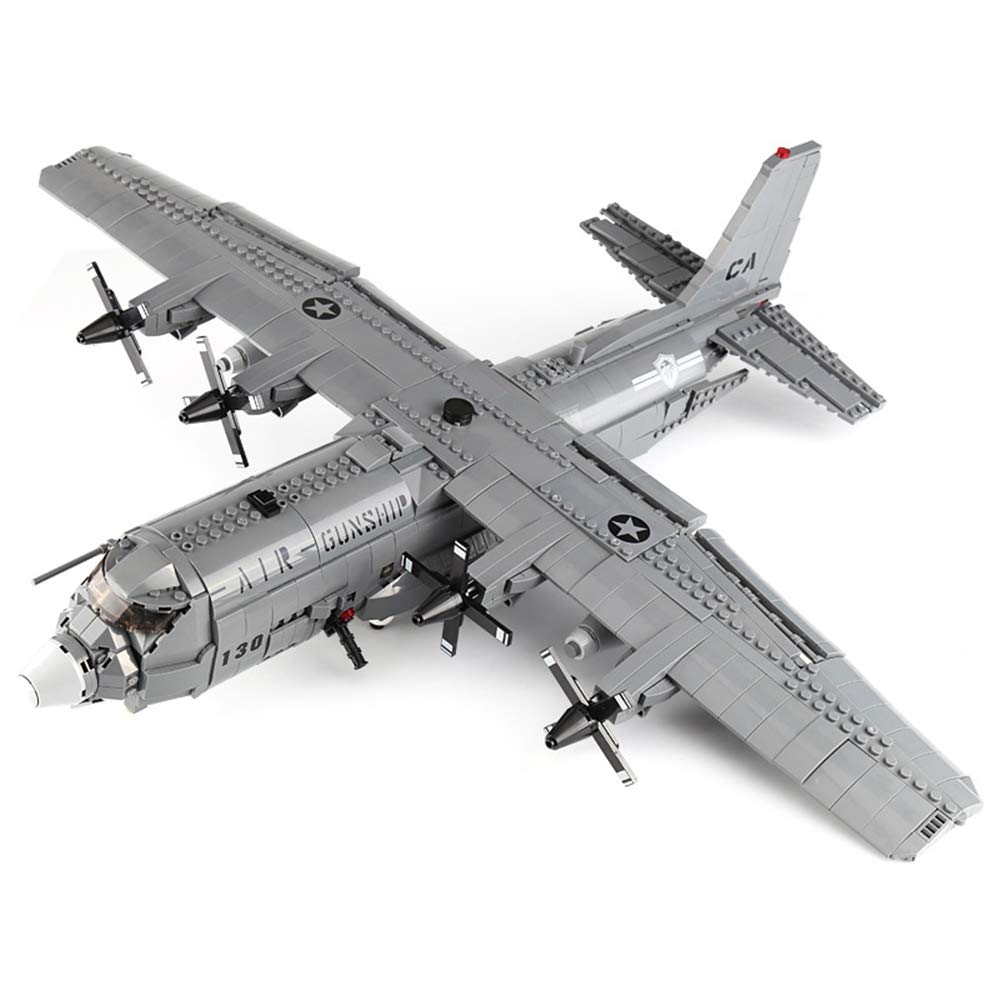 MEOA Xingbao AC130 Aerial Gunboat Building Blocks Set, 64.5x55.5x20CM, Gray, ABS Material, Model 06023, Educational WWII Toy