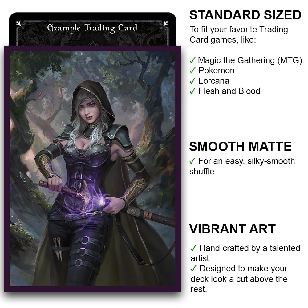 Fantasy North - Valindra Elmourne - Queen'S Vanquisher - 100 Smooth Matte Tcg Trading Card Sleeves - Fits Magic Mtg Commander Pokemon And Other Card Games - Playing Card Sleeves