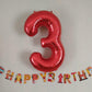 Paticool 40 Inch Red Number Balloon 3, Large Number Foil Balloons Mylar For Girl Boy Birthday Party Celebration Decorations Supp