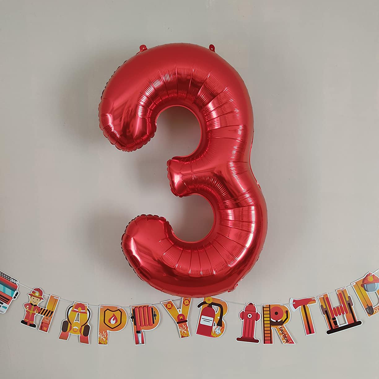 Paticool 40 Inch Red Number Balloon 3, Large Number Foil Balloons Mylar For Girl Boy Birthday Party Celebration Decorations Supp