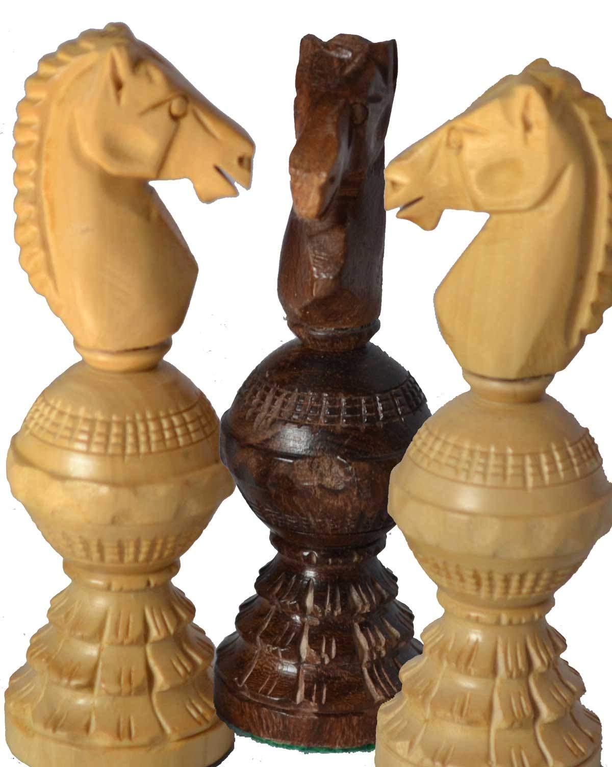 Chessbazar Chess Set Globe Design King 5' 32 Wooden Weighted Handmade Chess Pieces By