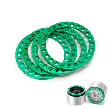RCLIONS 4pcs Aluminum Replacement Wheel Rim Beadlock Ring for 1:10th RC Crawler Car 1.9'' RC Wheels/Rims (Green)