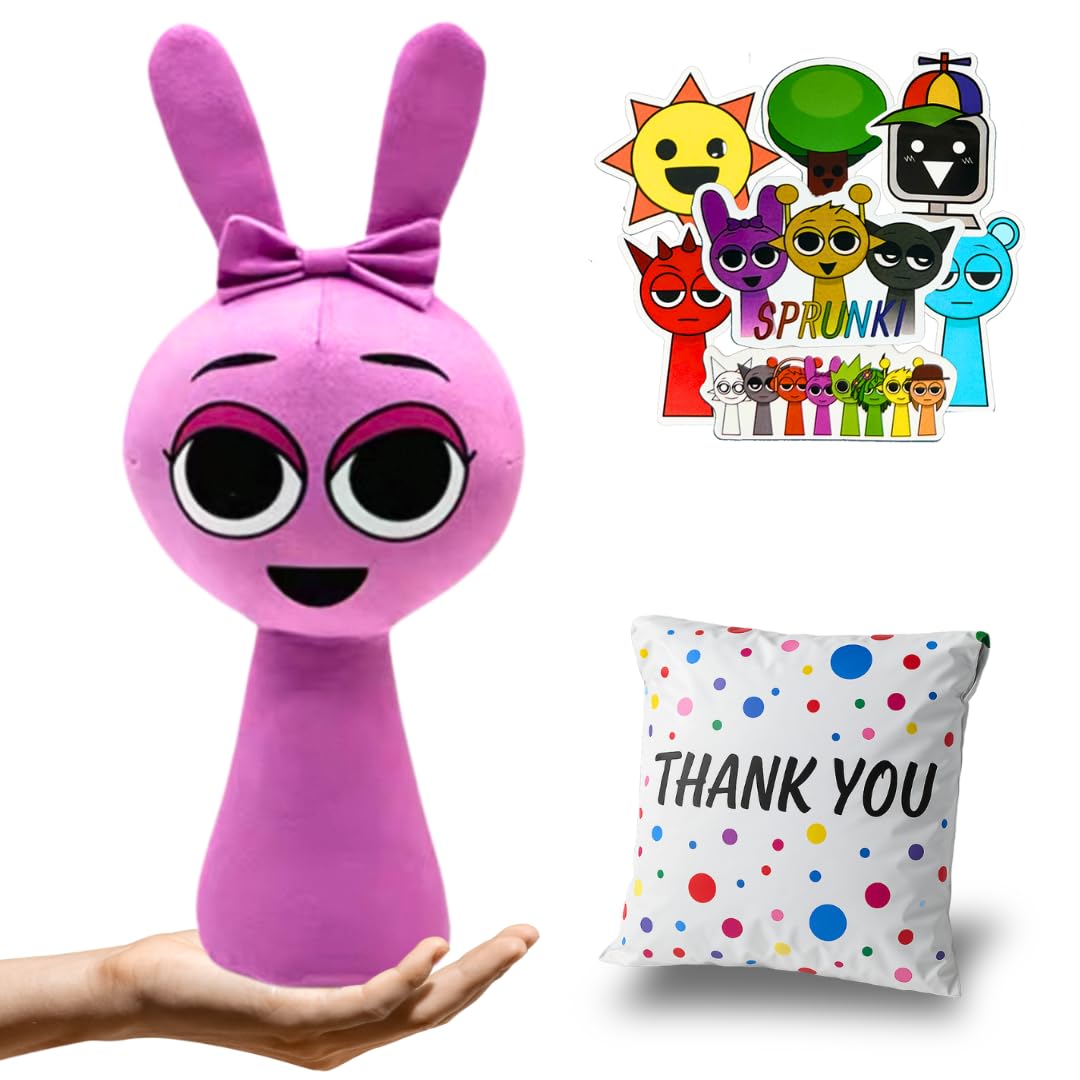 Sprunki Plush Toy - 11.8  enhanced Stuffed Character Doll with 50 Stickers & Gift Bag | Soft Plushies for Kids Room Decor  Cuddling  or Play | Choose Sky  Pinki  Oren  Simon  Mr. Fun Computer & More