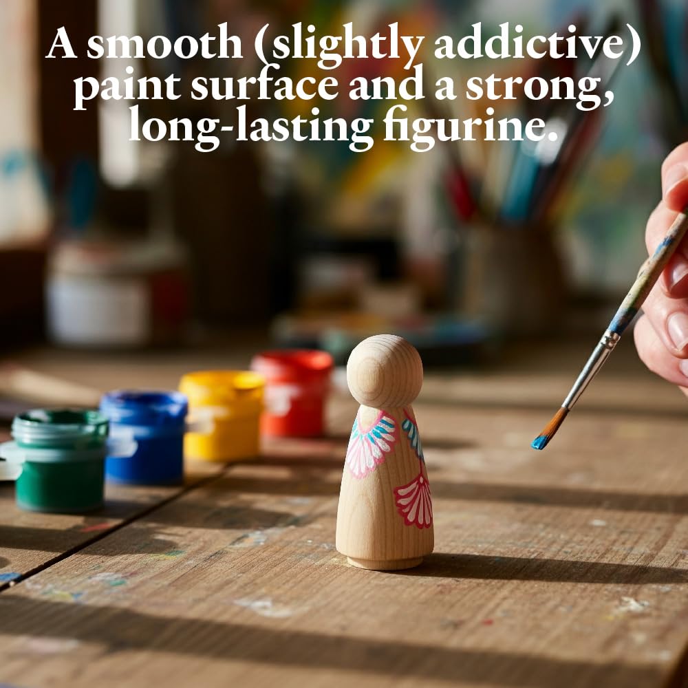 Large Wooden Peg Dolls Unfinished 3.5 inches, Dad Shape, Pack of 100 Birch Peg People, Charming Wood Figurines to Paint